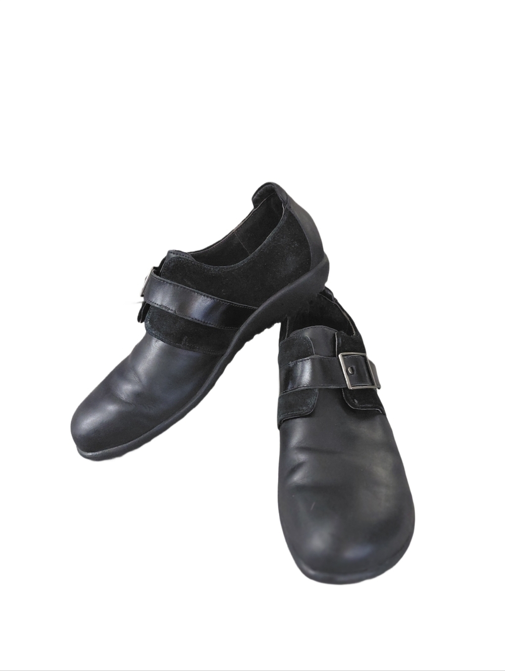 Naot Tane Black Leather & Suede Slip-On Flat Women's Size 9 Monk Shoe - Picture 11 of 11